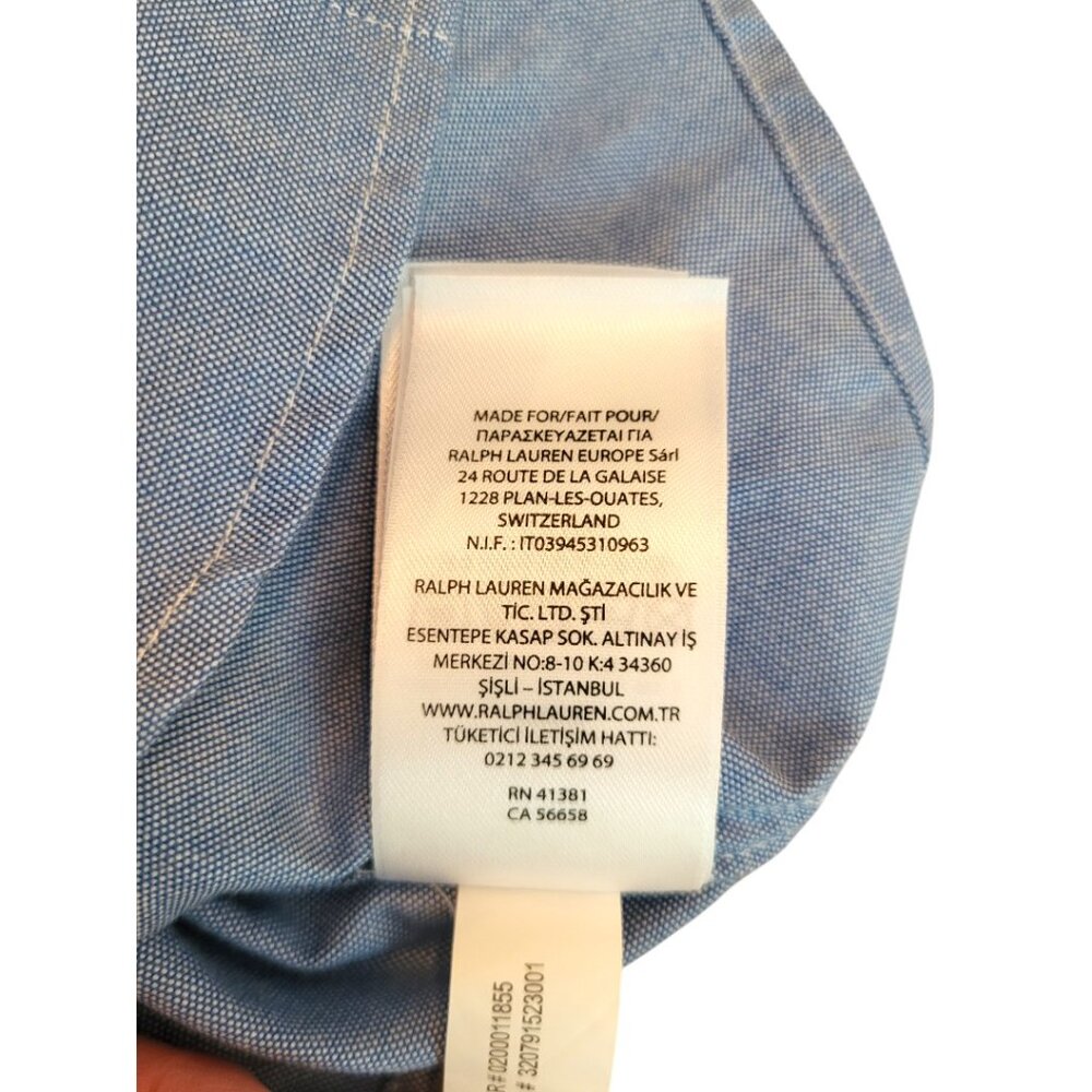 Polo Ralph Lauren Chambray Blue Baby Shirt Allover Pony Logo Long Sleeve, 6M NWT - Picture 13 of 14